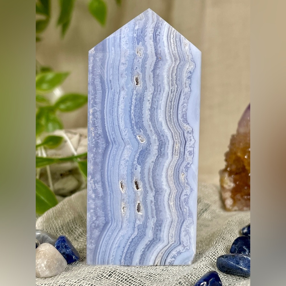 1331 Blue Lace Agate Crystal Mini Tower